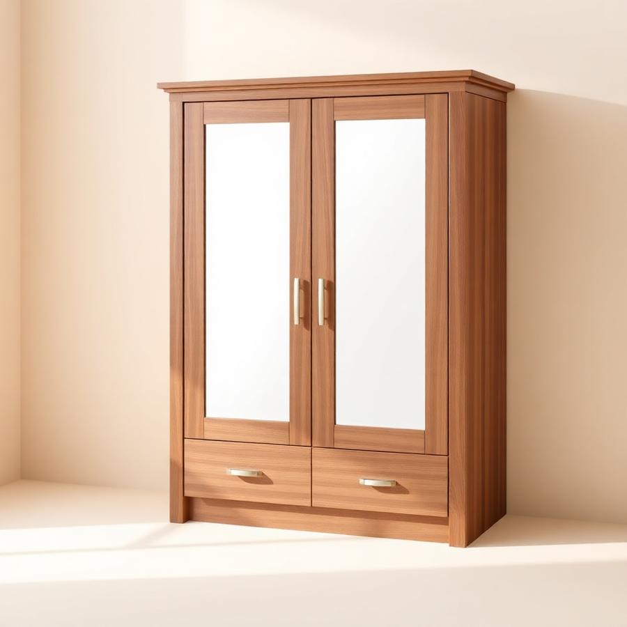 Verona 2 Door Engineered Wood Wardrobe with Mirror