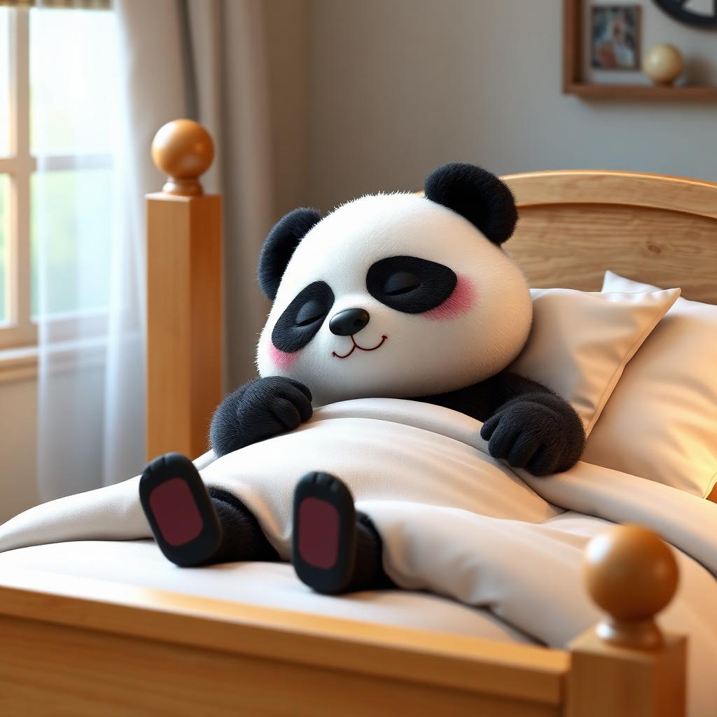 Furnishpanda mascot using the Marena Sheesham Wood Queen Bed with Hydraulic Storage