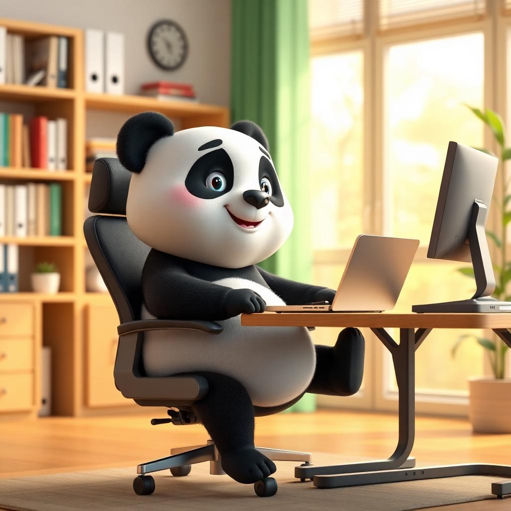 Furnishpanda mascot using the Elmo High Back Ergonomic Mesh Office Chair