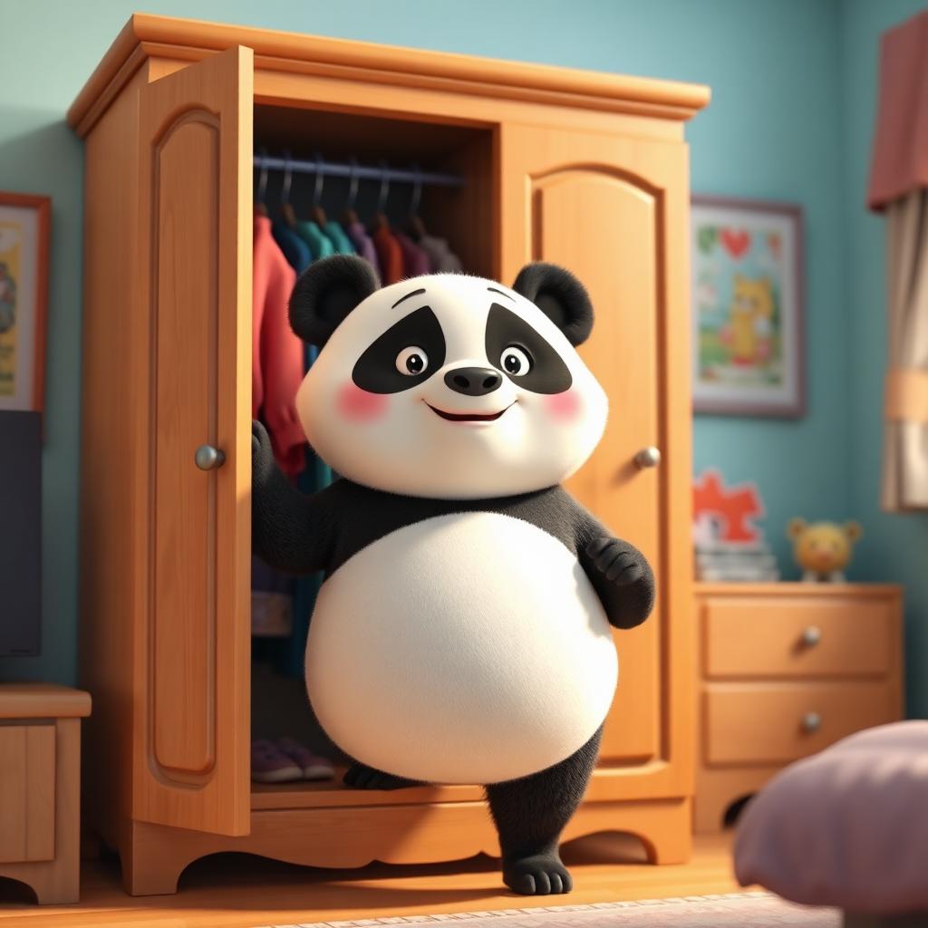 Furnishpanda mascot using the Verona 2 Door Engineered Wood Wardrobe with Mirror